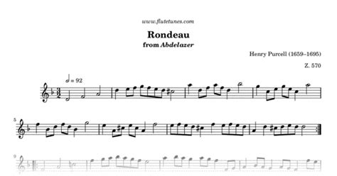 Rondeau From Abdelazer H Purcell Free Flute Sheet Music