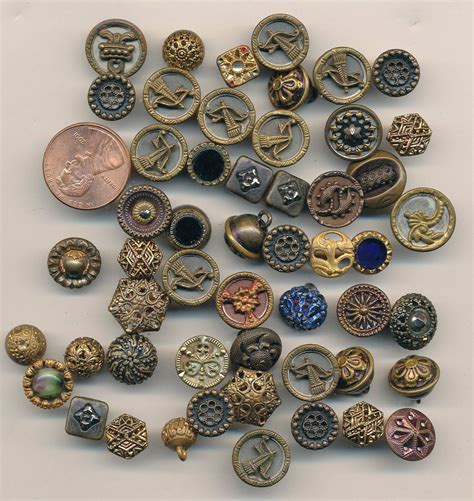 52 Antique Vintage Victorian Metal Buttons All 12 Inch Or Less Ca