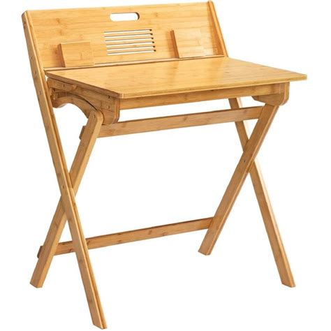 Inbox Zero Bamboo Folding Writing Desk For Small Space Small Study