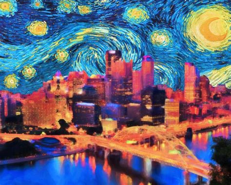 Pittsburgh Skyline Poster Van Gogh Starry Night Print