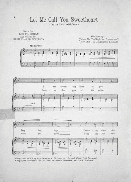 Let Me Call You Sweetheart By Beth Slater Whitson And Leo Friedman Digital Sheet Music For