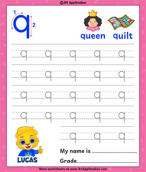 Lowercase Letter Q Tracing Worksheets Trace Small Letter Q Worksheet