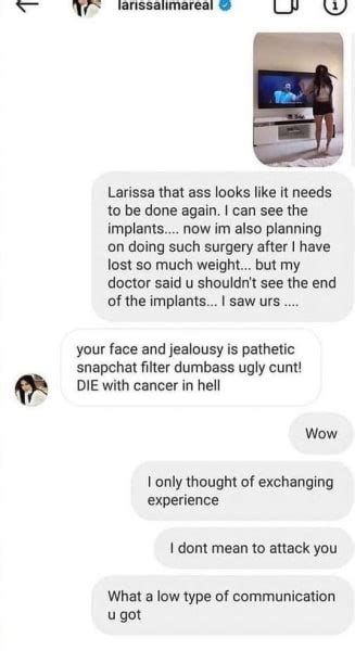 Larissa Lima To Body Shaming Troll Die With Cancer In Hell Laptrinhx News