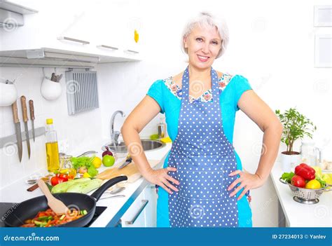Mature Woman On The Kitchen Stock Image Image Of Chef Lifestyle