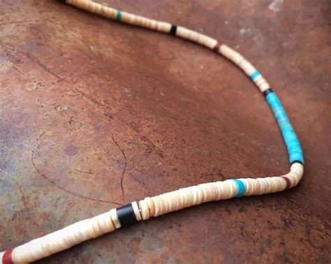 Turquoise Heishi Necklace With Shell Pipestone Black Onyx Santo
