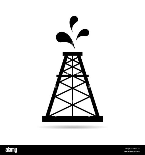 Oil Rig Flat Graphic Shadow Icon Fuel Platform Industry Tower Gas Sign