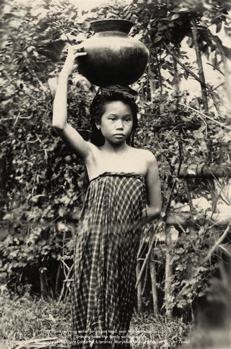 Filipina Carrying Water Jar On Her Head Near Manila Phil Flickr