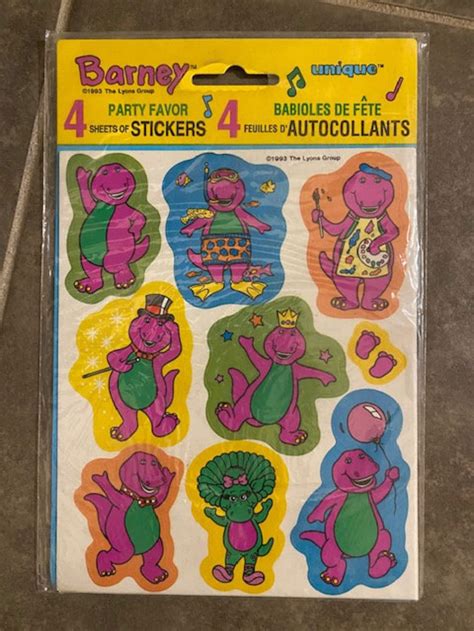 1993 Lyons Barney The Dinosaur Stickers Sealed Package Etsy