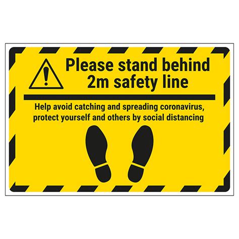 Please Stand Behind 2m Temporary Floor Sticker Covid Secure Signs
