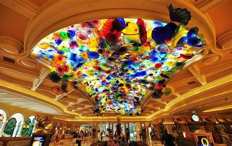 Bellagio Hotel Lobby With Dale Chihuly Glass Sculpture Ceiling Art