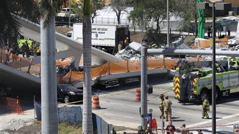 A pedestrian bridge collapsed on the florida international university campus in miami, march 15, 2018. Florida Pedestrian Bridge Constructed Barely A Week Ago Collapses, Killing 'Multiple' People