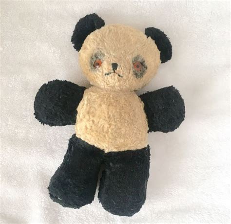 Antique Panda Bear Teddy Plush Stuffed Animal Old Child Childrens Toy