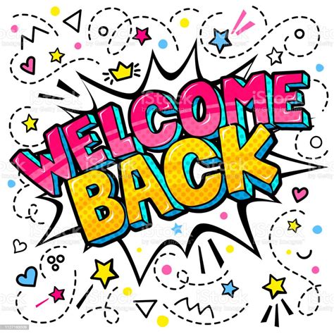 Welcome Back Lettering In Pop Art Style Stock Illustration Download