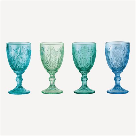 artland glass set of 4 marine goblets kings and queens