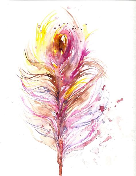 Items Similar To Pink Feather Original Abstract Watercolor Painting