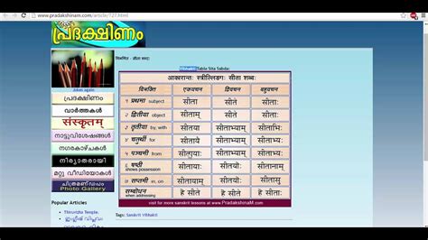 Sanskrit Vibhakti Table - YouTube