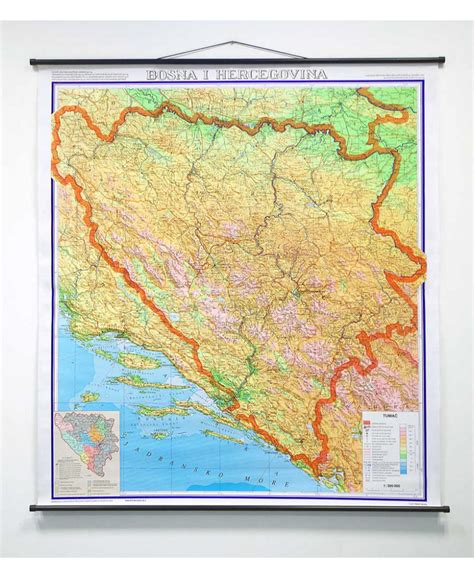 Geografska Karta Bosna I Hercegovina 115×126 Cm Gd Dizajn