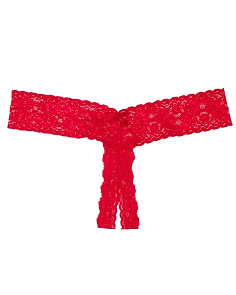Hanky Panky Thong Signature Lace Open Panel Low Rise In Red Lyst