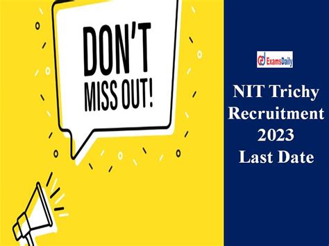 Nit Trichy Recruitment 2023 Last Date To Apply Get Job Qualification