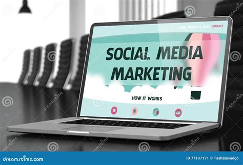 Laptop Screen With Social Media Marketing Concept 3d Render Stock