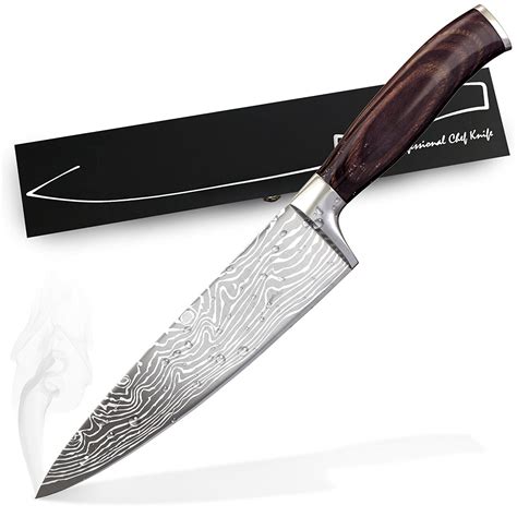 knife chef knives kitchen handle german chefs carving blade japanese stainless steel sharp rated wooden amazon ultra mincing chopping slicing