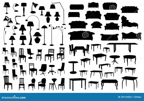 Set Of Furniture Silhouettes Stock Vector Illustration Of Furniture
