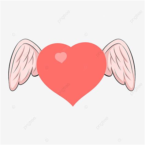 Red Love Heart Png Image Cute Cartoon Red Love Heart With Wings