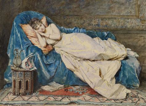 A Babe Lady Reclining On A Chaise Longue Madeleine Jeanne Lemaire French