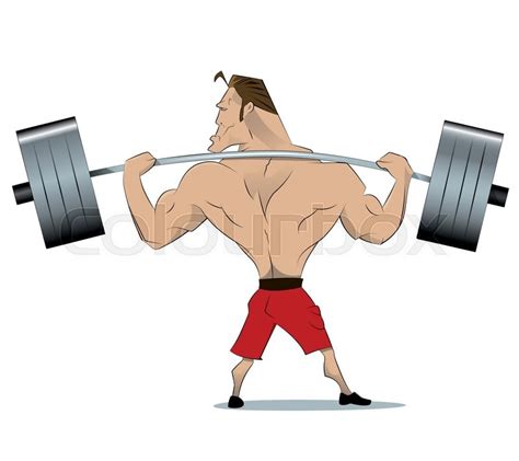 Comical Athlete With A Barbell On Your Stock Vector Colourbox