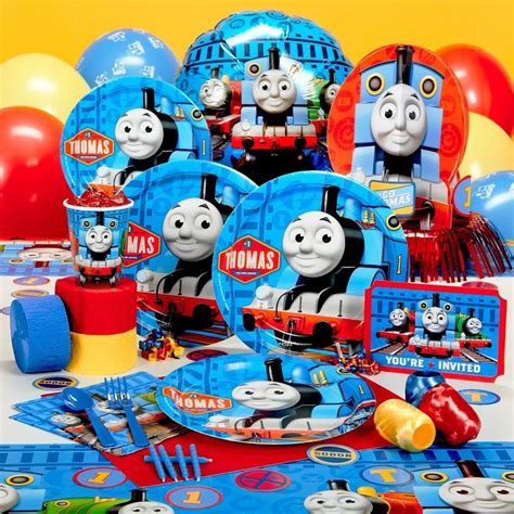 Thomas the train birthday party decorations pack with thomas the train scene setter, hanging swirl decorations, table decorating kit, balloons, race pennant banner and pin. THOMAS PARTY SUPPLIES - COLORS | Trains birthday party ...