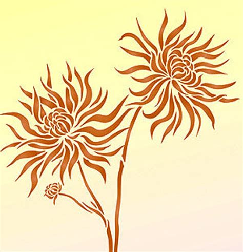 Large Chrysanthemum Flower Stencils 1 And 2 © Etsy