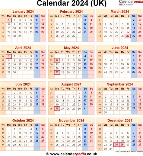 2024 Calendar Uk With Bank Holidays Printable Gwyn Portia