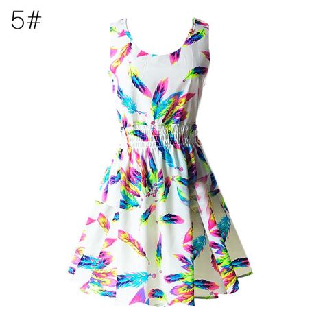 Buy Women Sexy Chiffon Beach Dress Sleeveless Summer Sundress Floral Tank Mini Dresses At