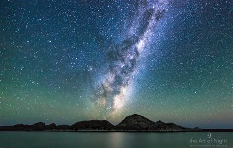Wallpaper Sea The Sky Stars Landscape Mountains The Milky Way