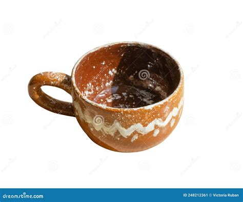 Handmade Glazed Clay Mug Made According To The Master Class Stock Image