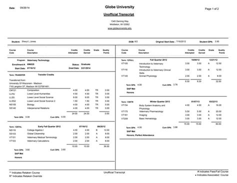 High School Transcript