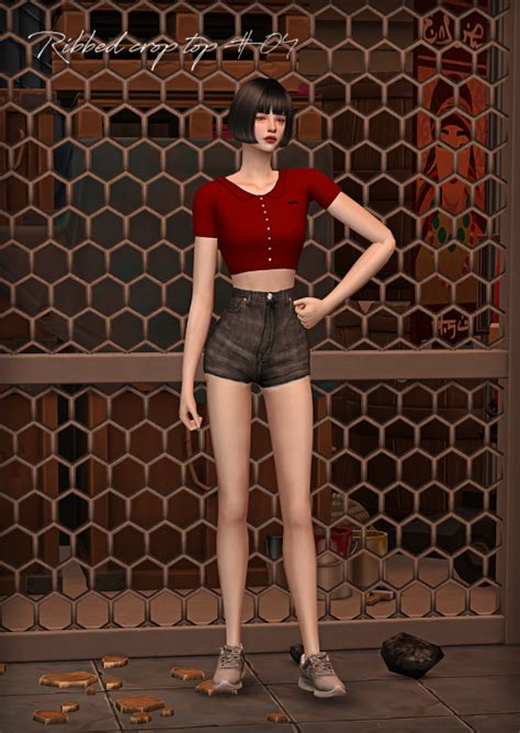 Nuribatsal Female Ribbed Crop Top Sims 4 10 Swatches For