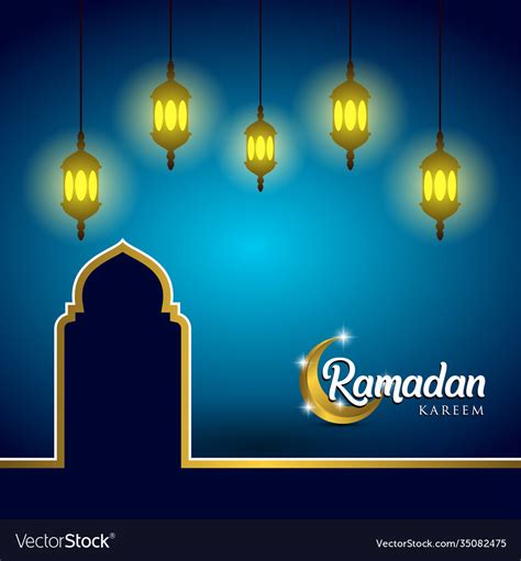 Ramadan Kareem Background With Arabic Lanterns Vector Image