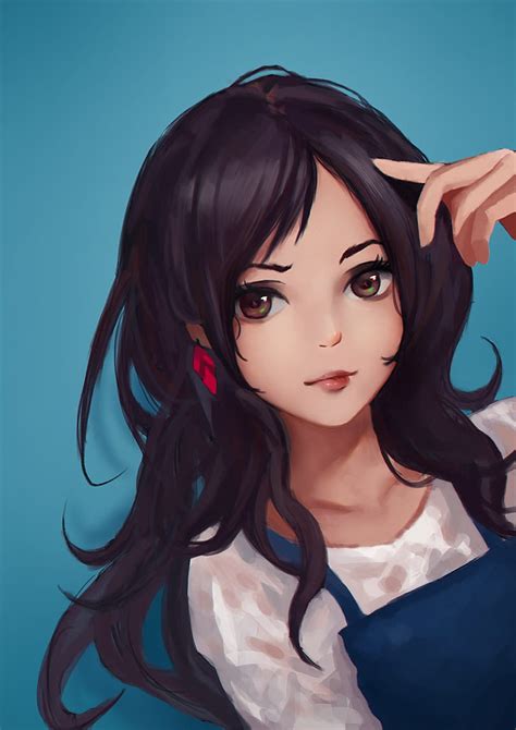 Anime Girl With Long Black Hair Wallpaper