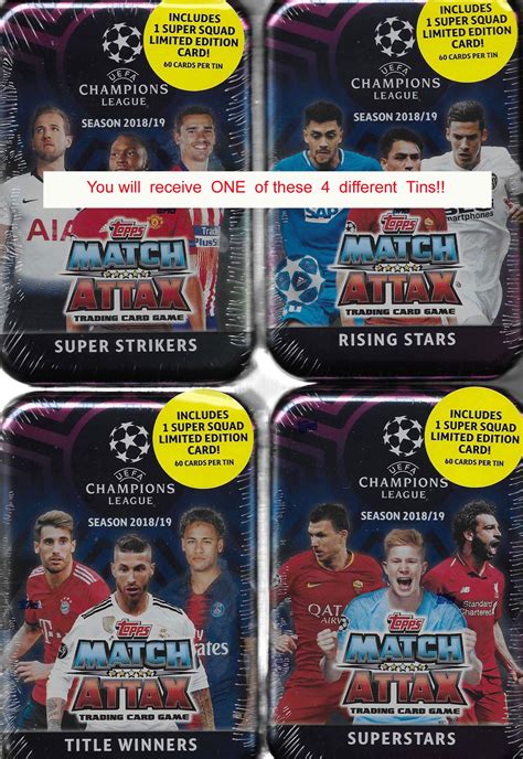 Buy Match Attax 2018 2019 Topps Uefa Champions League Card Game Mega Collectors Tin With 60