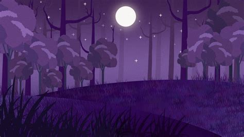 Ejemplo Romántico Del Fondo De La Noche Del Bosque Púrpura Morado