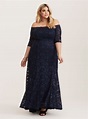 Special Occasion Navy Sequin Lace Off Shoulder Gown, NAVY Plus Size ...