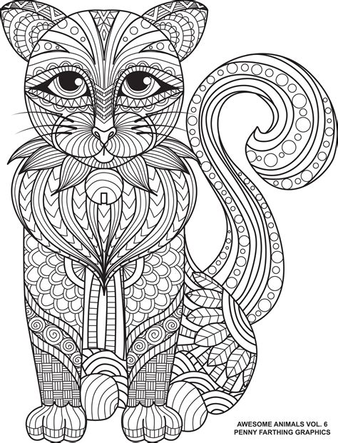 Cat From Awesome Animals Volume 6 Coloring Ideas Adult Coloring