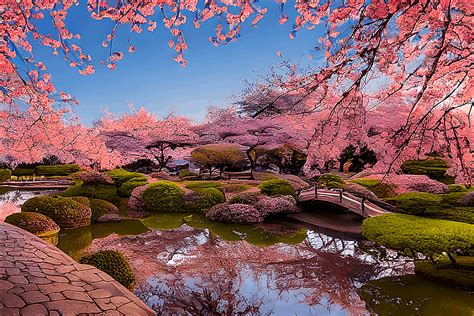 Awesome Japanese Garden Cherry Blossoms Graphic By Eifelart Studio