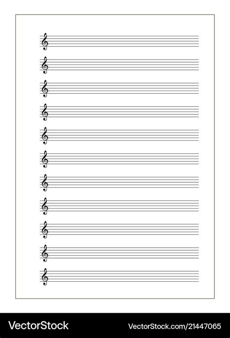 A4 Music Sheet With Note Stave With Treble Clef On