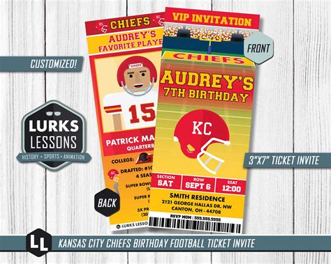 Kansas City Chiefs Birthday Ticket Invite Etsy