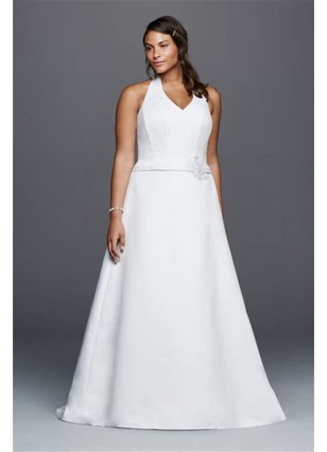 As Is Halter V Neck Plus Size Wedding Dress Davids Bridal