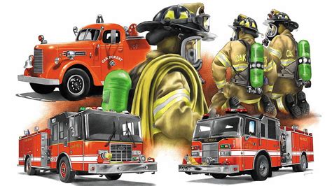 Painting Art Gas Mask Firefighters Auto Fire Fire Department Hd