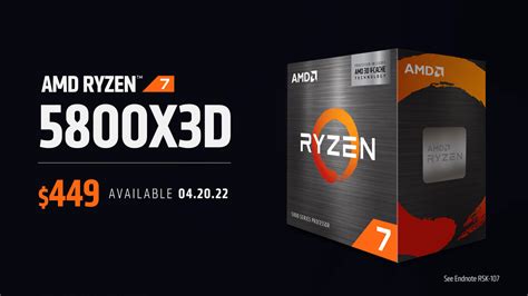 Amd Ryzen 7 5800x3d Officially Launches On April 20th At 449 Usd Six