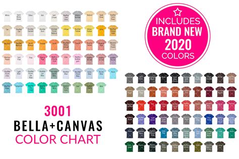 Bella Canvas 3001 Mockup Color Chart 265356 Clothing Design Bundles